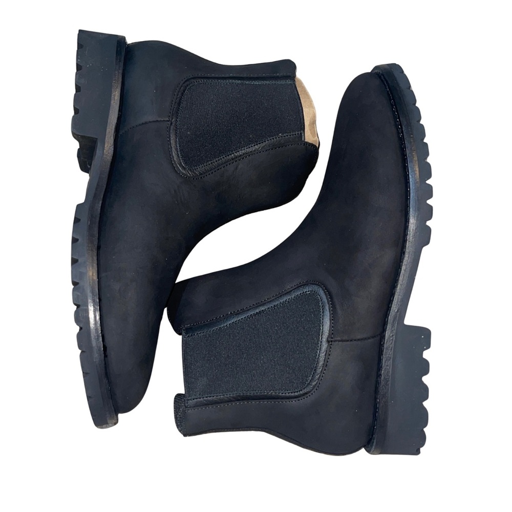 Thursday Boot Company Black Chelsea Lug Boots with Tan Pull Tab